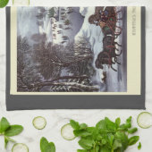 冬のセントラルパーク、ヴィンテージクリスマススリーツ キッチンタオル (折り畳み)