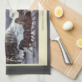 冬のセントラルパーク、ヴィンテージクリスマススリーツ キッチンタオル (四つ折り)