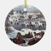 冬のセントラルパーク、ヴィンテージクリスマススリーツ セラミックオーナメント (正面)