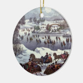 冬のセントラルパーク、ヴィンテージクリスマススリーツ セラミックオーナメント (左)