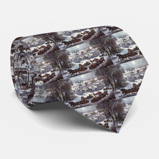 冬のセントラルパーク、ヴィンテージクリスマススリーツ ネクタイ (ロール)