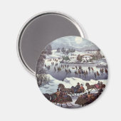 冬のセントラルパーク、ヴィンテージクリスマススリーツ マグネット (正面/裏面)