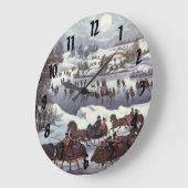 冬のセントラルパーク、ヴィンテージクリスマススリーツ ラージ壁時計 (傾斜)