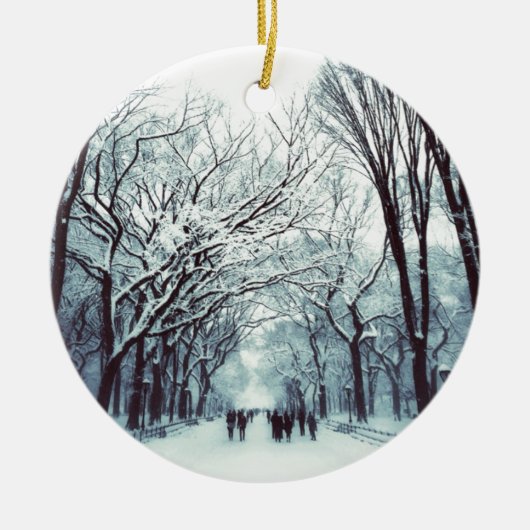 冬のセントラル・パークのモール セラミックオーナメント (正面)