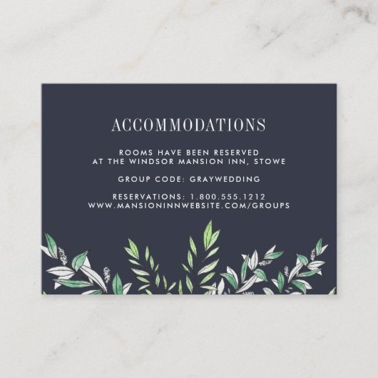 冬のセージ |の結婚ホテル宿泊カード エンクロージャーカード (正面)