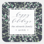 冬のセージ |パーソナライズされた休日 スクエアシール (正面)