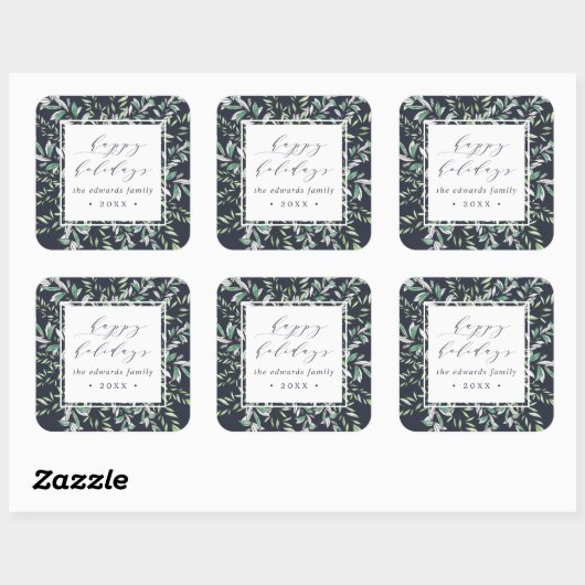 冬のセージ |パーソナライズされた休日 スクエアシール (シート)