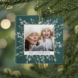 冬のセージ |ホリデイ・ボタニカル・フォト セラミックオーナメント