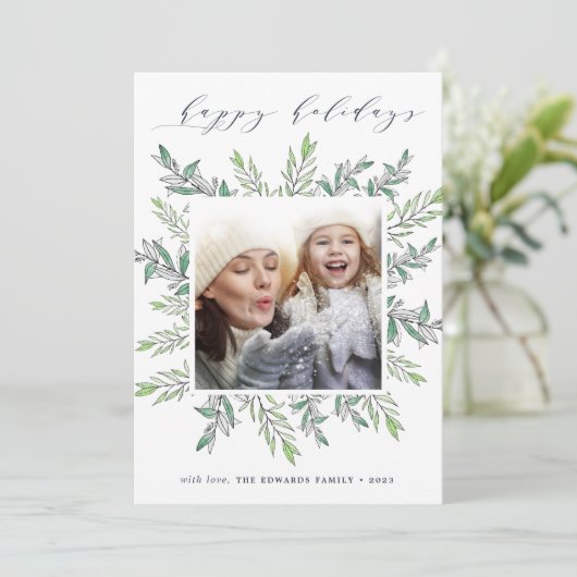 冬のセージ |ホリデーフォトカード シーズンカード (スタンド正面)