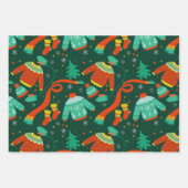 冬のセーターのスカーフ靴下の包み紙セット3 ラッピングペーパーシート (正面)