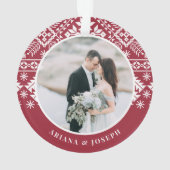 冬のセーターの模様 |の結婚写真 オーナメント (裏面)