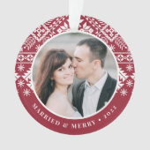冬のセーターの模様 |の結婚写真 オーナメント (正面)