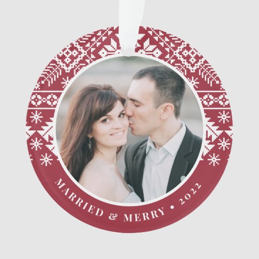 冬のセーターの模様 |の結婚写真 オーナメント (正面)
