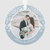 冬のセーターの模様 |の結婚写真 オーナメント (裏面)