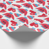 冬のセーター赤ブルーホワイトクリスマス ラッピングペーパー (角)