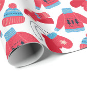 冬のセーター赤ブルーホワイトクリスマス ラッピングペーパー (ロールコーナー)