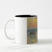 冬のセーヌ川の夕日（クロード・モネ） ツートーンマグカップ (左)