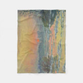 冬のセーヌ川の夕日（クロード・モネ） フリースブランケット (正面)