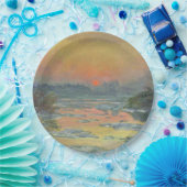 冬のセーヌ川の夕日（クロード・モネ） ペーパープレート (パーティー)