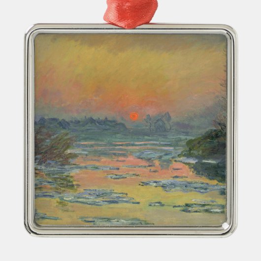 冬のセーヌ川の夕日（クロード・モネ） メタルオーナメント (正面)