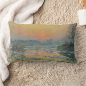 冬のセーヌ川の夕日(クロード・モネ) ランバークッション (ブランケット)