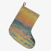 冬のセーヌ川の夕日（クロード・モネ） ラージクリスマスストッキング (正面 (吊り時))