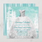 冬のターコイズブルースノーフレークキンセアニェラ 招待状 (正面/裏面)