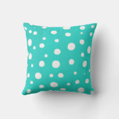 冬のターコイズホワイト水玉模様 クッション (裏面)