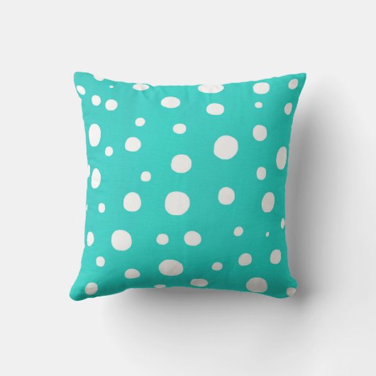 冬のターコイズホワイト水玉模様 クッション (裏面)