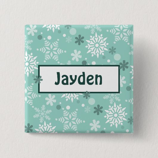 冬のターコイズ – 青の誕生日パーティー名 缶バッジ (正面)