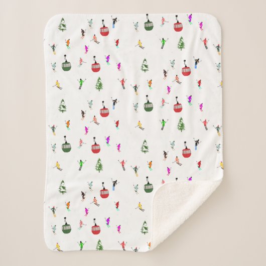 冬のダウンヒルスキーヤーズスキーパターン シェルパブランケット (正面)