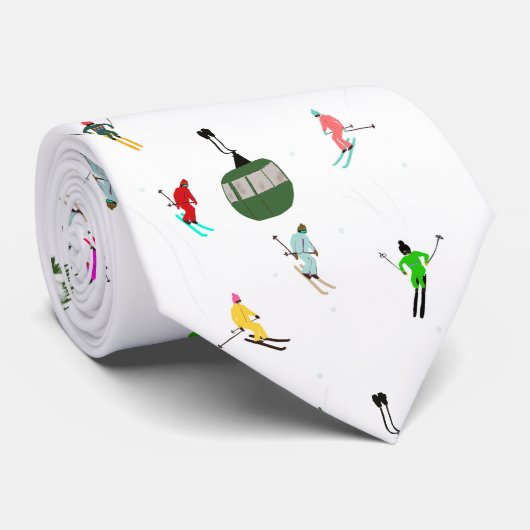 冬のダウンヒルスキーヤーズスキーパターン ネクタイ (ロール)