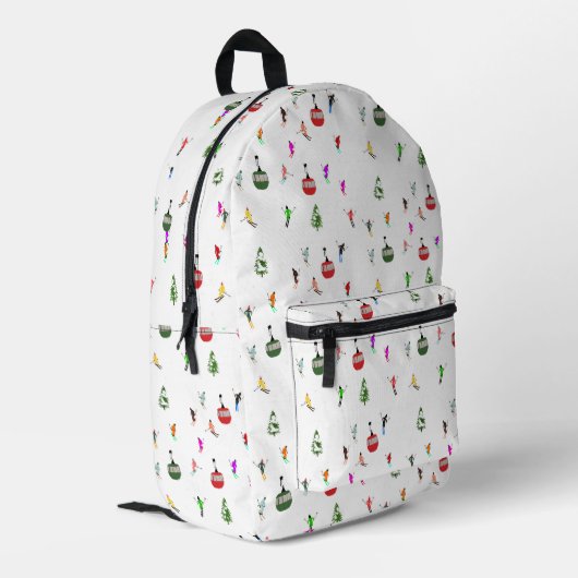 冬のダウンヒルスキーヤーズスキーパターン プリントバックパック (裏面左端)