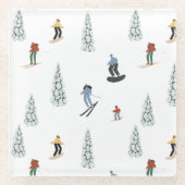 冬のダウンヒルパターン ガラスコースター (正面)