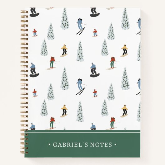 冬のダウンヒルパターン |名前の追加 ノートブック (正面)