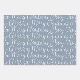 冬のダスティブルークリスマススクリプトホリデー ラッピングペーパーシート