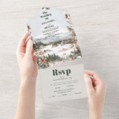 冬のダスティブルーマウンテンミニマル結婚リスト オールインワン招待状 (貼ってはがせる)