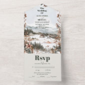 冬のダスティブルーマウンテンミニマル結婚リスト オールインワン招待状 (内側)