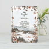 冬のダスティブルーマウンテンミニマル結婚リスト 招待状 (スタンド正面)