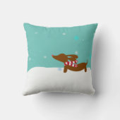 冬のダックスシャントのクリスマスアクセントピロー クッション (裏面)