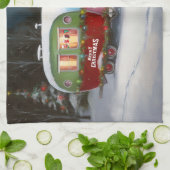 冬のダックスシュント・キャラバンクリスマスアドベンチャー キッチンタオル (折り畳み)