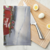 冬のダックスシュント・キャラバンクリスマスアドベンチャー キッチンタオル (四つ折り)