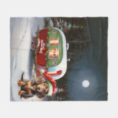 冬のダックスシュント・キャラバンクリスマスアドベンチャー フリースブランケット (正面(横))