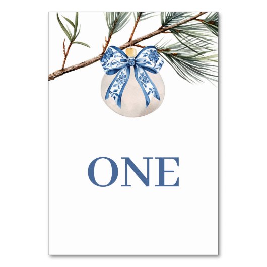 冬のチャイノアイセリーボウブライダルシャワーテーブル番号 テーブルナンバー (正面)