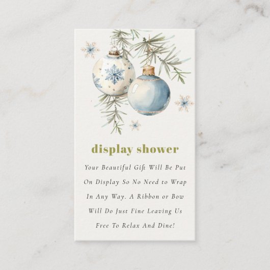 冬のチャストマスブルーボーイディスプレイベビーシャワー エンクロージャーカード (正面)