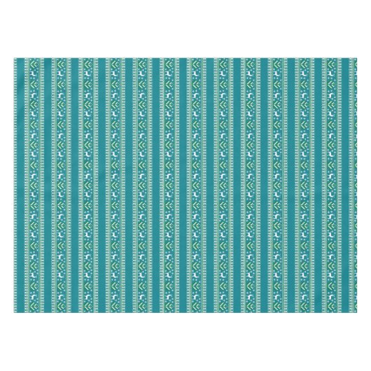 冬のティール（緑がかった色）とグリーンクリスマスフェア島 テーブルクロス (正面(横))