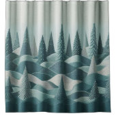 冬のティール（緑がかった色）シャワーカーテン シャワーカーテン (正面)