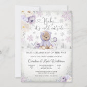 冬のテディベアベイビーシャワー招待状 招待状 (正面)