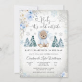 冬のテディベアベビーシャワー招待状 招待状 (正面)