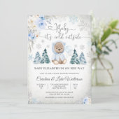 冬のテディベアベビーシャワー招待状 招待状 (スタンド正面)